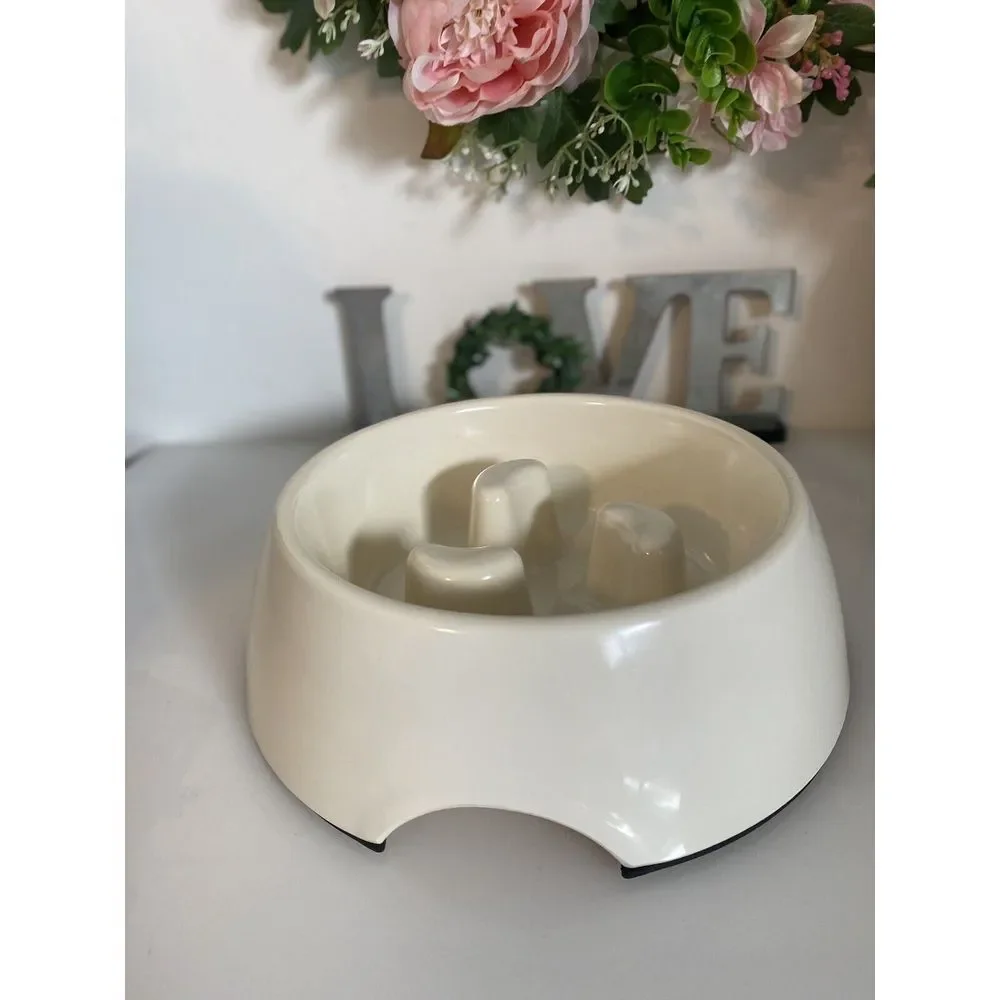 Frisco Cream Melamine Slow Feed Dog & Cat Bowl‎ Size Large 1.5 Cups 7